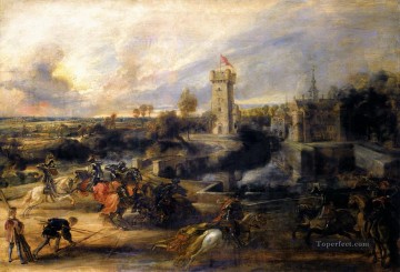 Torneo delante del castillo Steen 1637 Peter Paul Rubens Pinturas al óleo